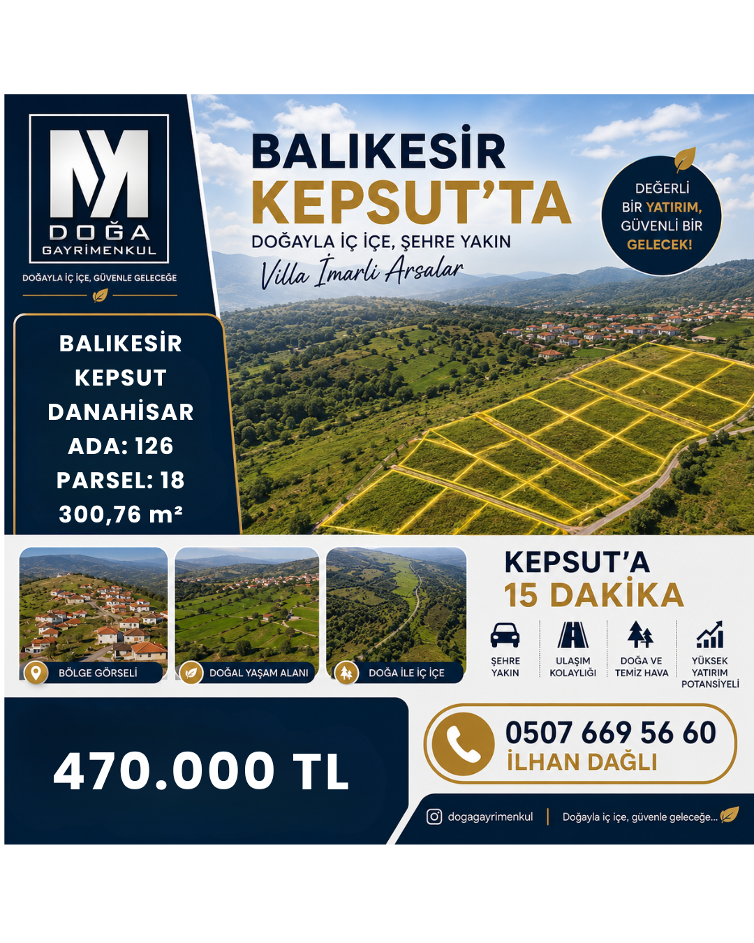 MK DOĞA GAYRİMENKULDEN BALIKESİR KEPSUT DANAHİSARDA VİLLA İMARLI ARSA