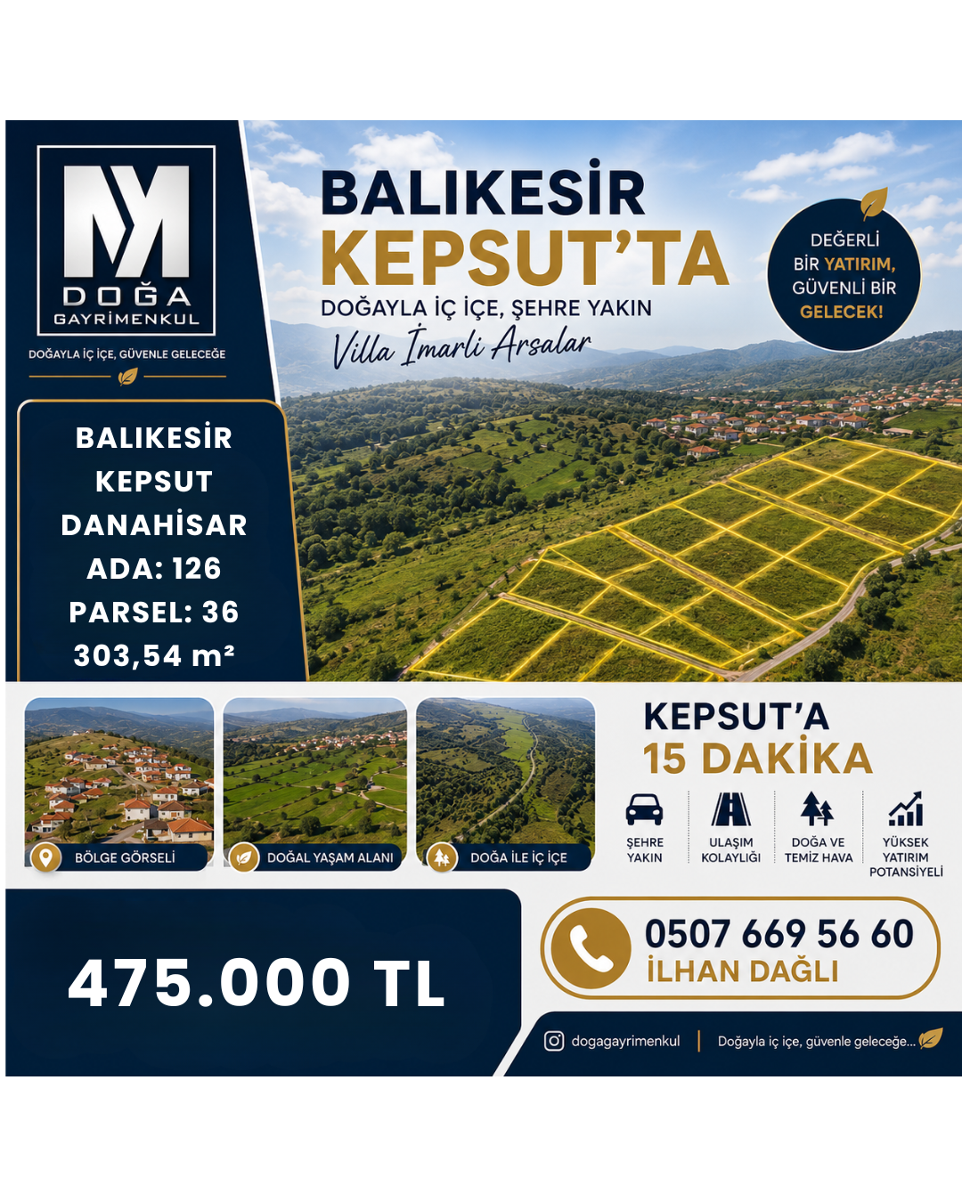 MK DOĞA GAYRİMENKULDEN BALIKESİR KEPSUT DANAHİSARDA VİLLA İMARLI ARSA